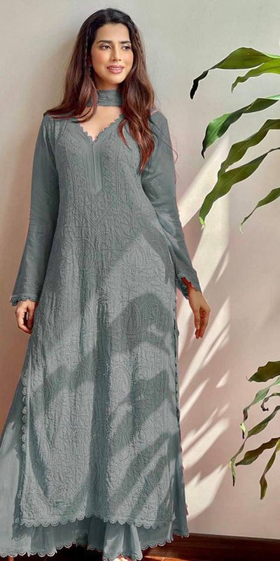 BE 170 Grey Color Georgette Thread Embroidery Salwar Suit Wedding, Party, Festive events, etc.  Expected Delivery  4-6 Working Days @1999/- | Casual Suits, Creative suits, Designer Suits, Palazzo Suits, Party Wear Suits, Patiala Suits, Salwar suit, Straight Suits