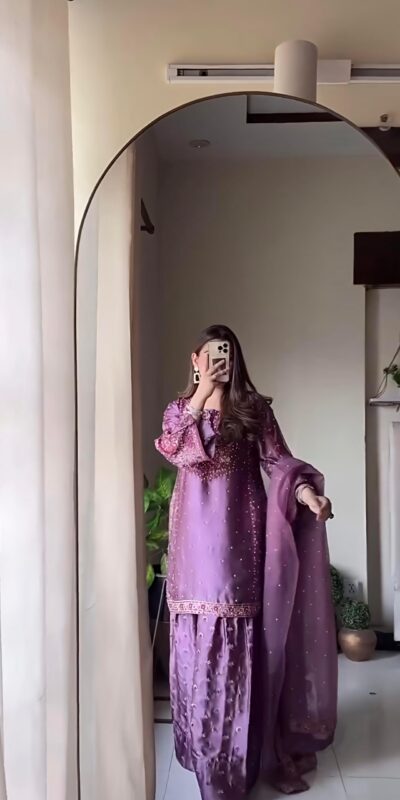 NSR 849 Lavender Chinnon Silk Salwar Suit Perfect for Wedding, Party, Baisakhi, Anniversary, Housewarming . Available at ₹1999 only. Delivery 4-6 | Casual Suits, Jump Suits, Creative suits, Designer Suits, Palazzo Suits, Party Wear Suits, Patiala Suits, Salwar suit, Straight Suits