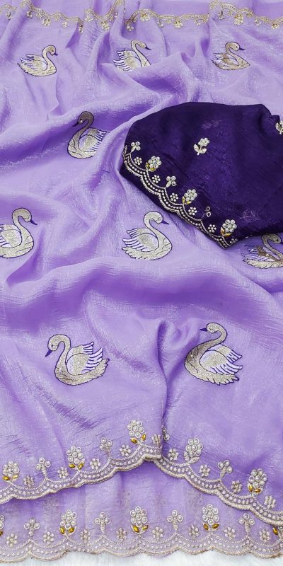 BT 1284 Lavender Crunchy Chiffon Saree Perfect for Wedding, Party, Ethnic Day, Ganesh Chaturthi, Sangeet . Best Price ₹1799. Delivery 4-6 Working Days | Embroidered Sarees, Bollywood Sarees, Creative Sarees, Designer Sarees, Ethnic Saree, Modern Digital sarees, Party Wear Sarees, Sarees