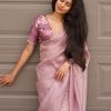 Lavender Gold Crush Lace Border Work Saree
