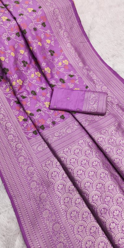 Lavender Khaddi Pashmina Zari Work Saree