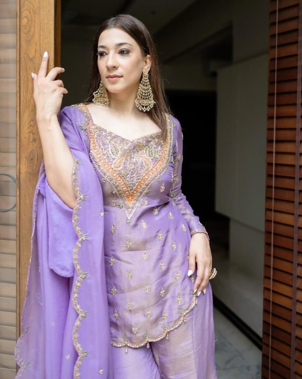Lavender Simar Silk Embroidery Work Salwar Suit