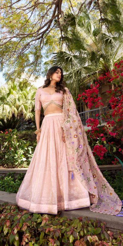 LNB 1426 Light Pink Gold Crush With Sequins Work & Embroidery Work Lehenga Choli . Best Price ₹3499. Delivery 4-6 Working Days. Shop now. | Creative Lehenga, Bollywood Lehenga, Designer Lehenga, Embroidered Lehenga, Lehenga, Party Wear Lehenga