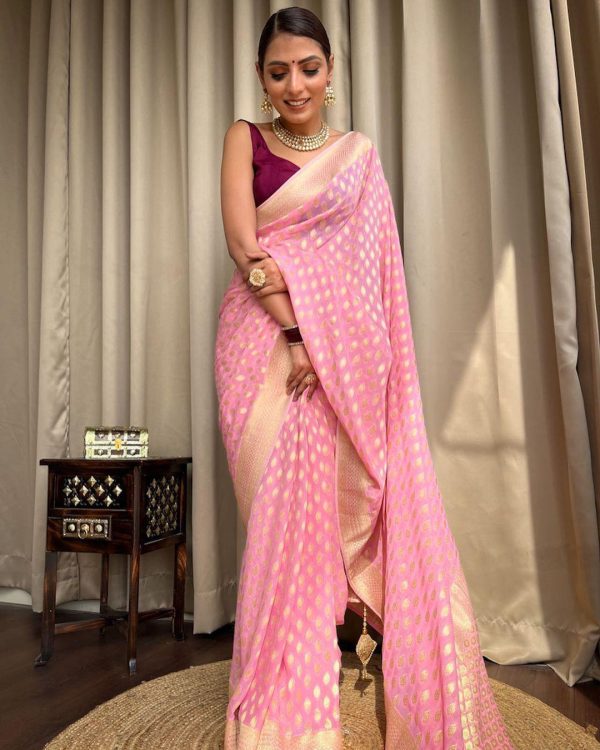 KP 5083 Light Pink Soft Lichi Silk Perfect for Wedding, Party, Family Gatherings, Sangeet, Diwali Cloth. Saree. Get it for ₹1399. Delivery 4-6 Working Days. | Embroidered Sarees, Bollywood Sarees, Creative Sarees, Designer Sarees, Ethnic Saree, Modern Digital sarees, Party Wear Sarees, Sarees