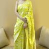 Light Yellow Soft Lichi Silk Zahlar Saree
