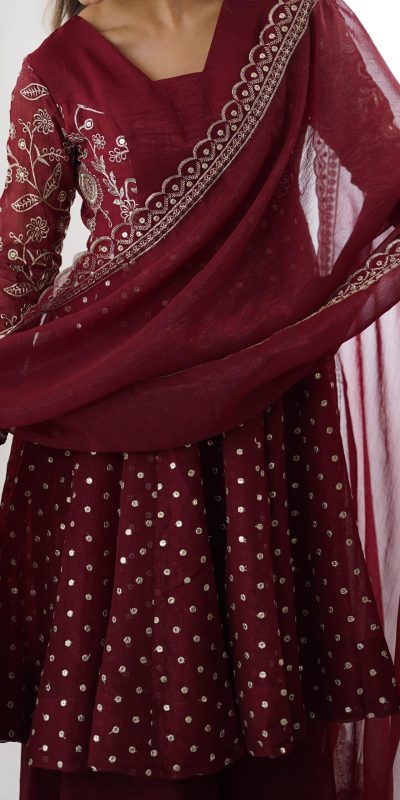 ZSR 3134 Maroon Maroon Crunchy Silk Salwar Suit Perfect for Wedding, Party, Sangeet, Anniversary, Housewarming Introductory Price ₹2399. Delivery 4-6 | Casual Suits, Jump Suits, Creative suits, Designer Suits, Palazzo Suits, Party Wear Suits, Patiala Suits, Salwar suit, Straight Suits