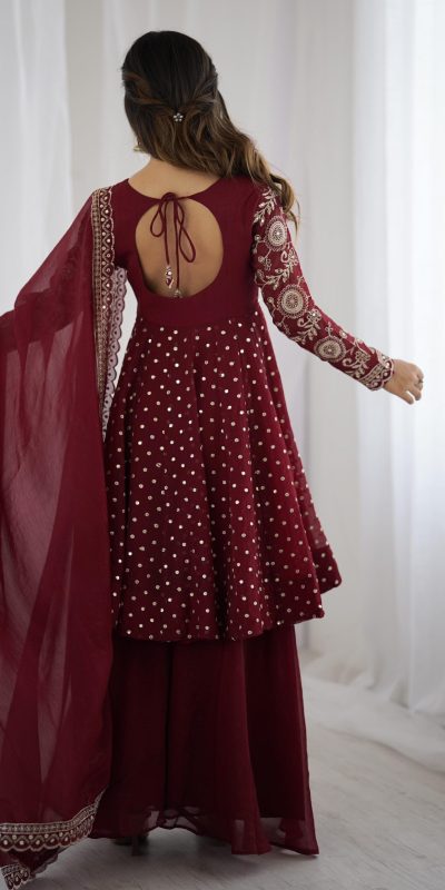 ZSR 3134 Maroon Maroon Crunchy Silk Salwar Suit Perfect for Wedding, Party, Sangeet, Anniversary, Housewarming Introductory Price ₹2399. Delivery 4-6 | Casual Suits, Jump Suits, Creative suits, Designer Suits, Palazzo Suits, Party Wear Suits, Patiala Suits, Salwar suit, Straight Suits