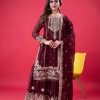 SR 1688 Maroon Faux Georgette with Lace Work & Embroidery Work. Salwar Suit Introductory Price ₹1949. Delivery 4-6 Working Days. Shop now. | Casual Suits, Jump Suits, Creative suits, Designer Suits, Palazzo Suits, Party Wear Suits, Patiala Suits, Salwar suit, Straight Suits