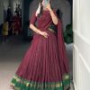 LNB 1904 Maroon Pure Chanderi with Zari Work Lehenga Choli . Affordable Price ₹1999. Delivery 4-6 Working Days. Shop now. | Bollywood Lehenga, Creative Lehenga, Designer Lehenga, Embroidered Lehenga, Lehenga, Party Wear Lehenga
