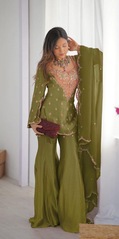 NSR 852 Mehandi Simar Silk With Embroidery Work with Full Sleeve Salwar Suit in . Now at just ₹2099. Delivery 4-6 Working Days. Shop n | Casual Suits, Jump Suits, Creative suits, Designer Suits, Palazzo Suits, Party Wear Suits, Patiala Suits, Salwar suit, Straight Suits