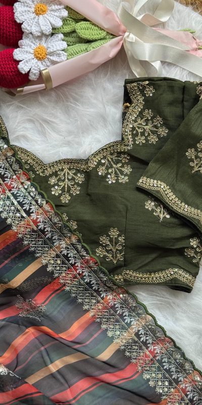 AC MIRA Mehandi in Color Soft Organza Embroidery Work & Lace Work Saree . Get it for ₹2449. Delivery 4-6 Working Days. Shop now. | Creative Sarees, Embroidered Sarees, Bollywood Sarees, Designer Sarees, Ethnic Saree, Modern Digital sarees, Party Wear Sarees, Sarees