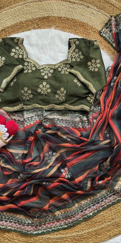 AC MIRA Mehandi in Color Soft Organza Embroidery Work & Lace Work Saree . Get it for ₹2449. Delivery 4-6 Working Days. Shop now. | Creative Sarees, Embroidered Sarees, Bollywood Sarees, Designer Sarees, Ethnic Saree, Modern Digital sarees, Party Wear Sarees, Sarees