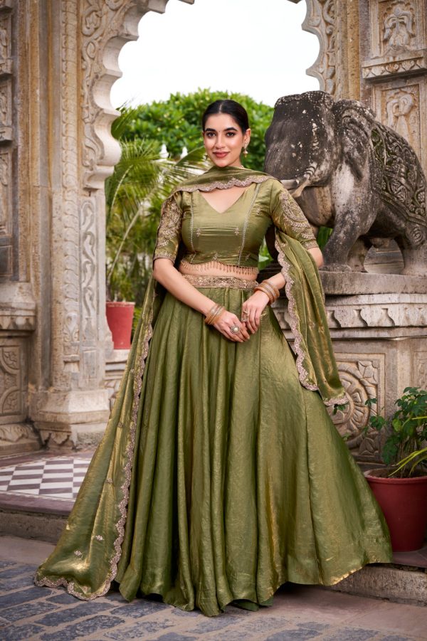 LNB 1440 Mehendi Fendi Sequins Work & Embroidery Work Lehenga Choli in . Introductory Price ₹2999. Delivery 4-6 Working Days. Shop now. | Creative Lehenga, Bollywood Lehenga, Designer Lehenga, Embroidered Lehenga, Lehenga, Party Wear Lehenga