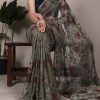 Mehendi Lurex Brasso Floral Saree