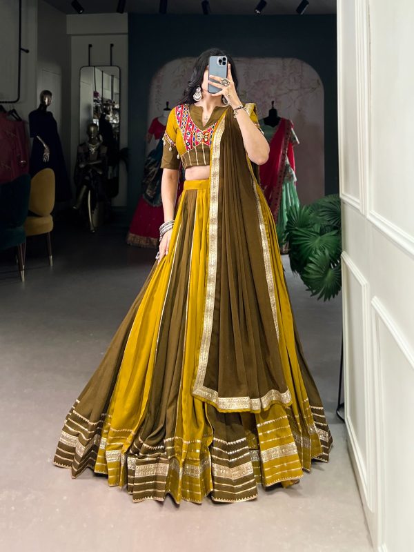 LNB 1613 Mehendi Pure Rayon Sequins Work & Mirror Work Lehenga Choli in . Festive Deal ₹2799. Delivery 4-6 Working Days. Shop now. | Creative Lehenga, Bollywood Lehenga, Designer Lehenga, Embroidered Lehenga, Lehenga, Party Wear Lehenga