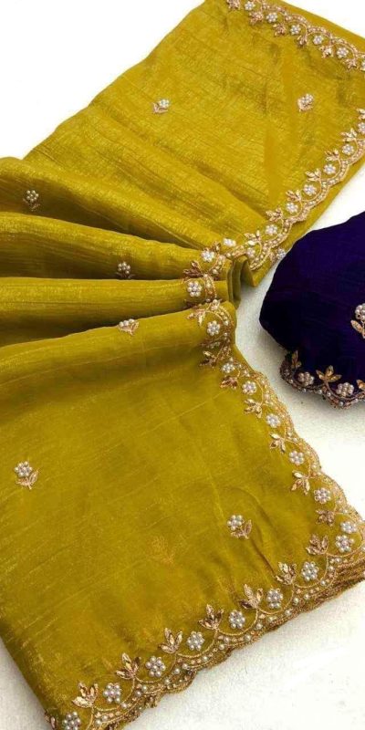 BT 1267 Mustard in Crunchy Chiffon Embroidery Work Saree . Wedding, Party, Festive, Events, Exclusive Offer ₹1749. Delivery 4-6 Working Days. Shop now. | Embroidered Sarees, Bollywood Sarees, Creative Sarees, Designer Sarees, Ethnic Saree, Modern Digital sarees, Party Wear Sarees, Sarees