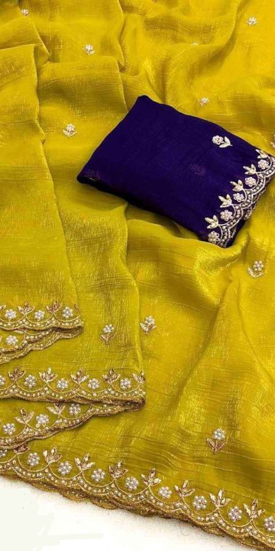 BT 1267 Mustard in Crunchy Chiffon Embroidery Work Saree . Wedding, Party, Festive, Events, Exclusive Offer ₹1749. Delivery 4-6 Working Days. Shop now. | Embroidered Sarees, Bollywood Sarees, Creative Sarees, Designer Sarees, Ethnic Saree, Modern Digital sarees, Party Wear Sarees, Sarees