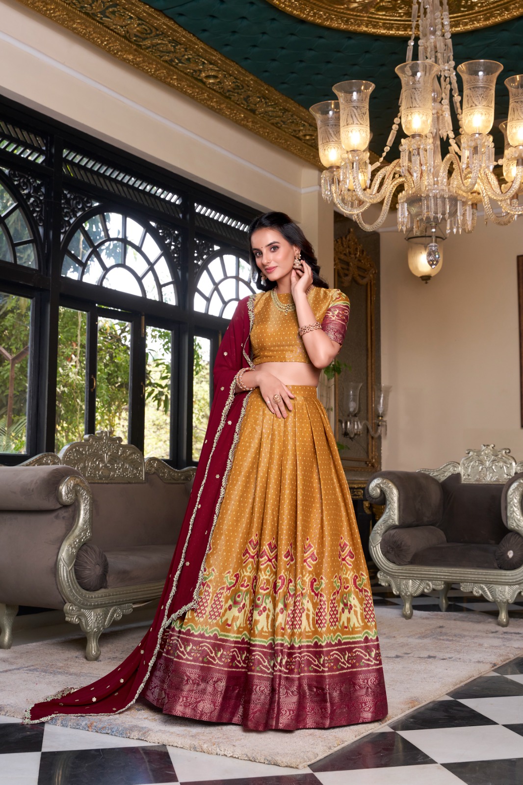 LNB 1240 Mustard Kanchipuram With Embroidery Work & Zari Work Lehenga Choli ₹2499 on Availablely. Delivery 4-6 Working Days. Shop now. | Creative Lehenga, Bollywood Lehenga, Designer Lehenga, Embroidered Lehenga, Lehenga, Party Wear Lehenga
