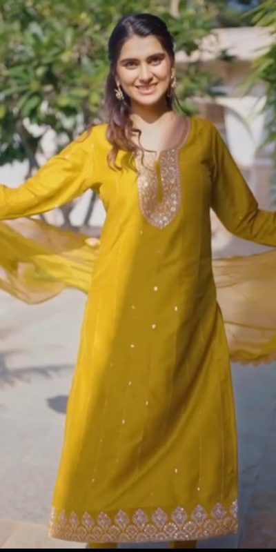 DC 106 Mustard Havy Pure Chinon Salwar Suit Perfect for Wedding, Party, Haldi, Onam, Baisakhi – . Festive Deal ₹1799. Delivery 4-6 Working Days. | Casual Suits, Jump Suits, Tops & Bottoms, Track Suits, Trendy Wear, Creative suits, Designer Suits, Palazzo Suits, Party Wear Suits, Patiala Suits, Salwar suit, Straight Suits