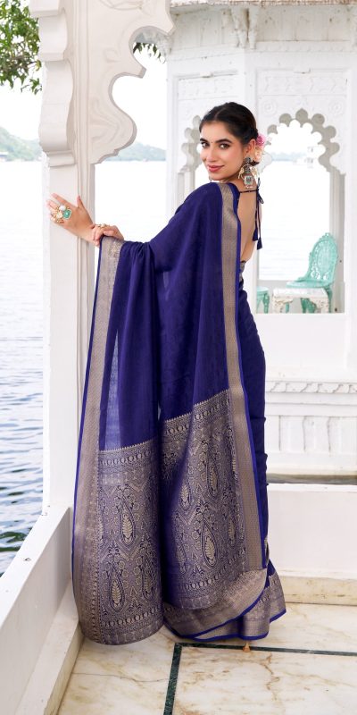 YNF 7902 Navy Blue Color Chinon Printed With Zari Weaving Work Saree With Zari Work. Best Price ₹1549. Delivery 4-6 Working Days. Shop now. | Embroidered Sarees, Bollywood Sarees, Creative Sarees, Designer Sarees, Ethnic Saree, Modern Digital sarees, Party Wear Sarees, Sarees