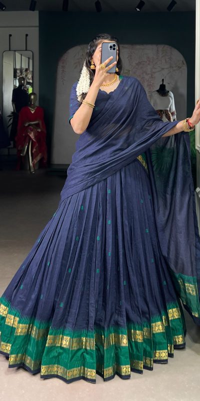 LNB 1904 Navy Blue Pure Chanderi with Zari Work Lehenga Choli . Affordable Price ₹1999. Delivery 4-6 Working Days. Shop now. | Bollywood Lehenga, Creative Lehenga, Designer Lehenga, Embroidered Lehenga, Lehenga, Party Wear Lehenga