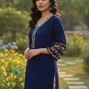 INLI Adaa 5.0 Navy Blue Rayon with Embroidery Work Kurti .Wedding, Party, Festive, Events, Best Price ₹1349. Delivery 4-6 Working Days. Shop now. | Bollywood Kurti, Creative Kurtis, Designer Kurti, Kurti, Party Wear Kurti, Selfie Kurti