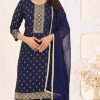 Navy Blue Rayon Lace Embroidery Work Salwar Suit