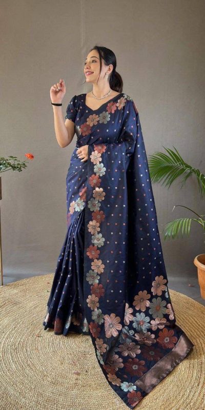 KP 6003 Navy Blue Soft Lichi Silk Cloth Lace Work & Lace Border Saree in Best Price ₹1399. Delivery 4-6 Working Days. Shop now. | Embroidered Sarees, Bollywood Sarees, Creative Sarees, Designer Sarees, Ethnic Saree, Modern Digital sarees, Party Wear Sarees, Sarees