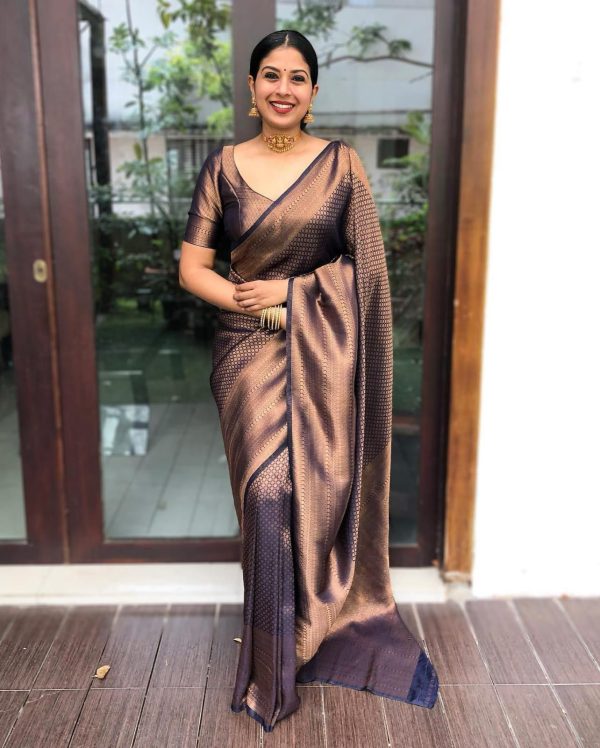 KP 4040 Navy Blue Soft Lichi Silk Saree Perfect for Wedding, Party, Ethnic Day, Raksha Bandhan, Temple Visit –.Exclusive Offer ₹1299. Delivery 4-6 Working D | Creative Sarees, Embroidered Sarees, Bollywood Sarees, Designer Sarees, Ethnic Saree, Modern Digital sarees, Party Wear Sarees, Sarees