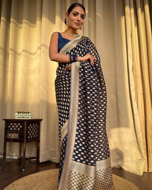 KP 5083 Navy Blue Soft Lichi Silk Perfect for Wedding, Party, Family Gatherings, Sangeet, Diwali Cloth. Saree. Get it for ₹1399. Delivery 4-6 Working Days. | Embroidered Sarees, Bollywood Sarees, Creative Sarees, Designer Sarees, Ethnic Saree, Modern Digital sarees, Party Wear Sarees, Sarees
