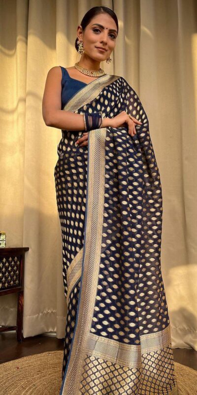 KP 5083 Navy Blue Soft Lichi Silk Perfect for Wedding, Party, Family Gatherings, Sangeet, Diwali Cloth. Saree. Get it for ₹1399. Delivery 4-6 Working Days. | Embroidered Sarees, Bollywood Sarees, Creative Sarees, Designer Sarees, Ethnic Saree, Modern Digital sarees, Party Wear Sarees, Sarees