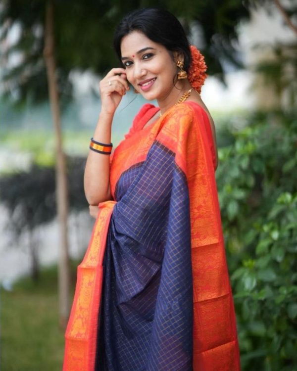 KP 3025 Navy Blue Soft Lichi Silk Saree Perfect for Wedding, Party, Baby Shower, Onam, Durga Puja . Available at ₹1449 only. Delivery 4-6 Working Days. | Embroidered Sarees, Bollywood Sarees, Creative Sarees, Designer Sarees, Ethnic Saree, Modern Digital sarees, Party Wear Sarees, Sarees