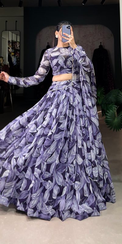 LNB 1027 Navy Blue Color Tabby Silk Lehenga Choli with Designer Work. Exclusive Offer ₹1999. Delivery 4-6 Working Days. Shop now. | Creative Lehenga, Bollywood Lehenga, Designer Lehenga, Embroidered Lehenga, Lehenga, Party Wear Lehenga