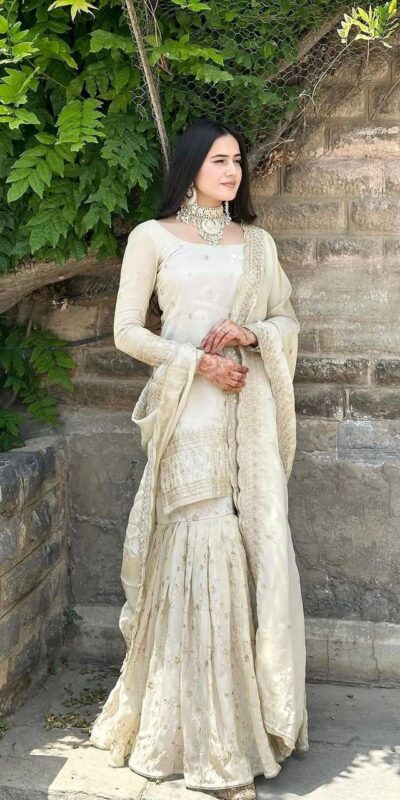 SRK 5172 Off White Chinnon Silk With Heavy Embroidery Sequence Work And Full Sleeve Salwar Suit Wedding, Party, Festive, Events, 4-6 Working Days At 2049 | Casual Suits, Jump Suits, Tops & Bottoms, Track Suits, Trendy Wear, Creative suits, Designer Suits, Palazzo Suits, Party Wear Suits, Patiala Suits, Salwar suit, Straight Suits