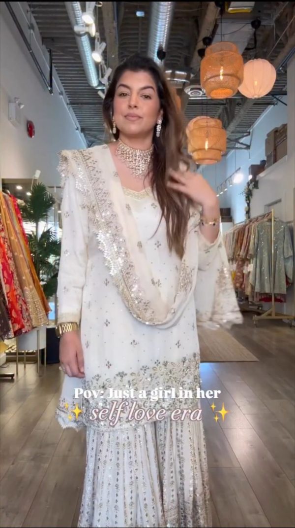 Off White Chinon With Embroidery Salwar Suit