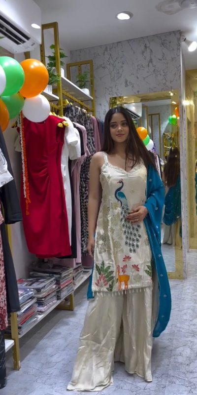 LG 1994 Off White Color French Crape Embroidery Work Salwar Suit Casual, Wedding, Festive, Events . Expected Delivery  4-6 Working Days @1999/- only      | Casual Suits, Jump Suits, Creative suits, Designer Suits, Palazzo Suits, Party Wear Suits, Patiala Suits, Salwar suit, Straight Suits