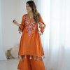 Orange Khadi Cotton Salwar Suit