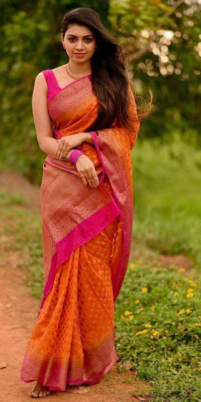 KP 3079 Orange Color Soft Lichi Silk Cloth Rich Pallu All Over Saree Events Casual, Wedding, Festive, Events . Expected Delivery  4-6 Working Days @1449/- | Bollywood Sarees, Creative Sarees, Designer Sarees, Embroidered Sarees, Ethnic Saree, Modern Digital sarees, Party Wear Sarees, Sarees