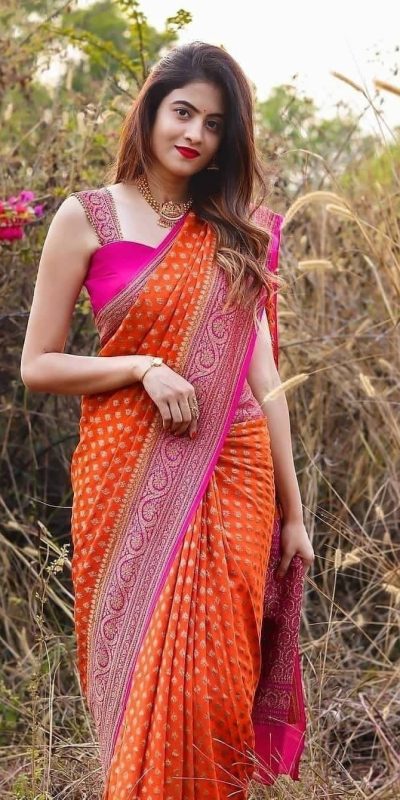 KP 3079 Orange Color Soft Lichi Silk Cloth Rich Pallu All Over Saree Events Casual, Wedding, Festive, Events . Expected Delivery  4-6 Working Days @1449/- | Bollywood Sarees, Creative Sarees, Designer Sarees, Embroidered Sarees, Ethnic Saree, Modern Digital sarees, Party Wear Sarees, Sarees
