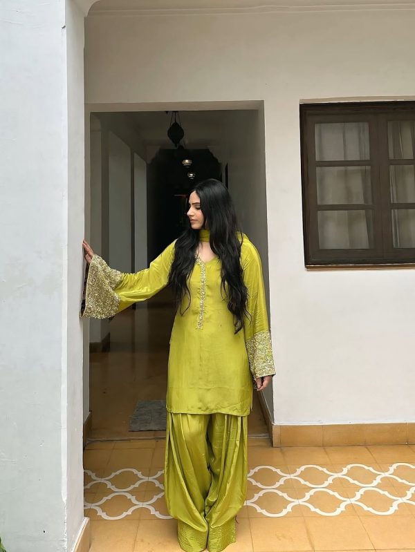 NSR 854 Parrot Green Natural Satin Silk Sequence Work with Lace Work & Embroidery Work Salwaar Suit Now at just ₹1799. Delivery 4-6 Working Days. Shop now. | Casual Suits, Jump Suits, Creative suits, Designer Suits, Palazzo Suits, Party Wear Suits, Patiala Suits, Salwar suit, Straight Suits