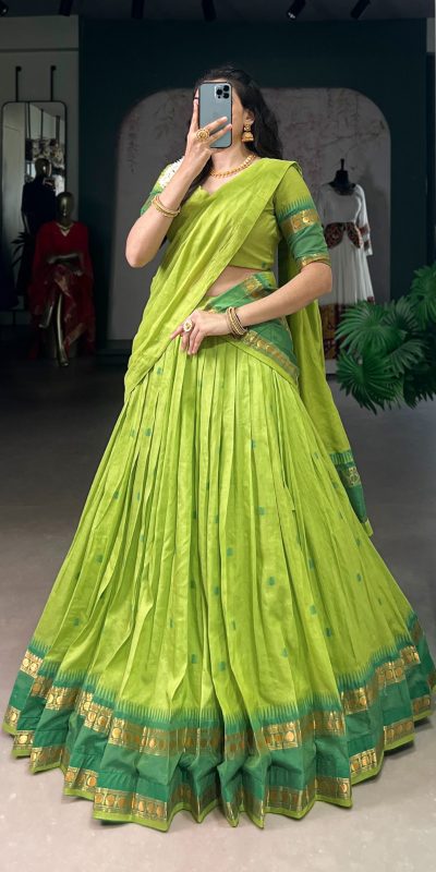 LNB 1904 Parrot Green Pure Chanderi with Zari Work Lehenga Choli . Affordable Price ₹1999. Delivery 4-6 Working Days. Shop now. | Bollywood Lehenga, Creative Lehenga, Designer Lehenga, Embroidered Lehenga, Lehenga, Party Wear Lehenga