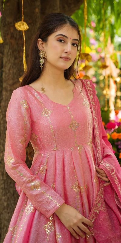 SSR 526 Peach Crunchy Silk With Heavy Embroidery Sequence Work With Fully Flair Salwar Suit Wedding, Party, Festive, Events, Now at just ₹2399. Delivery 4 | Casual Suits, Jump Suits, Tops & Bottoms, Track Suits, Trendy Wear, Creative suits, Designer Suits, Palazzo Suits, Party Wear Suits, Patiala Suits, Salwar suit, Straight Suits