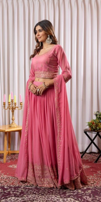 PDC 91 Peach Pure fox Georgette Lehenga Choli erfect for Wedding, Party, Festival Celebrations, Diwali, Karwa Chauth – . Now at just ₹2399. Delivery 4 | Bollywood Lehenga, Creative Lehenga, Designer Lehenga, Embroidered Lehenga, Lehenga, Party Wear Lehenga