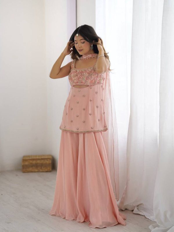 LG 1959 Peach Georgette With Lace Work & Embroidery Work Salwar Suit . Available at ₹1849 only. Delivery 4-6 Working Days. Shop now. | Casual Suits, Jump Suits, Tops & Bottoms, Track Suits, Trendy Wear, Creative suits, Designer Suits, Palazzo Suits, Party Wear Suits, Patiala Suits, Salwar suit, Straight Suits