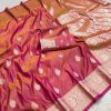 Peach Soft Banarasi Cotton Silk Zari Work Saree