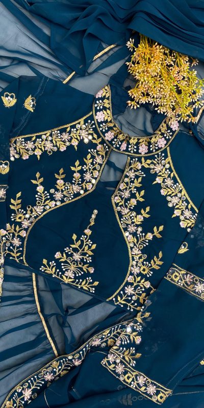 BE 280 Peacock Blue Georgette Lehenga Saree Perfect for Wedding, Party, Cultural Events,, Ganesh Chaturthi . Affordable Price ₹2399. Delivery 4-Days | Creative Lehenga, Bollywood Lehenga, Designer Lehenga, Embroidered Lehenga, Lehenga, Party Wear Lehenga