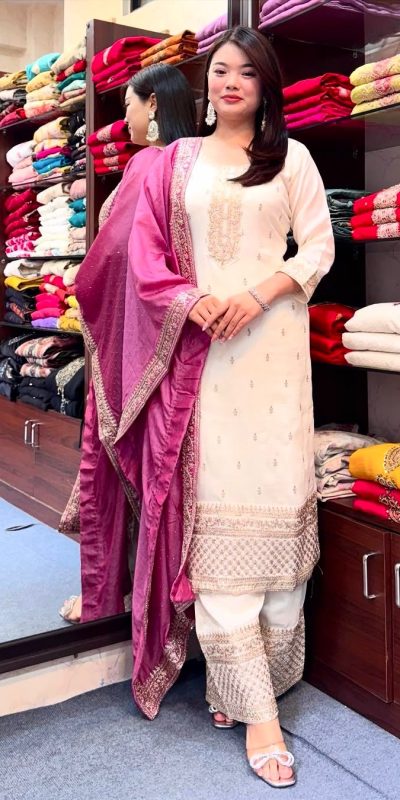 SRK 5140 Pink Chinnon Silk with Embroidery Work & Lace Work Salwar Suit . Affordable Price ₹1799. Delivery 4-6 Working Days. Shop now. | Casual Suits, Jump Suits, Creative suits, Designer Suits, Palazzo Suits, Party Wear Suits, Patiala Suits, Salwar suit, Straight Suits