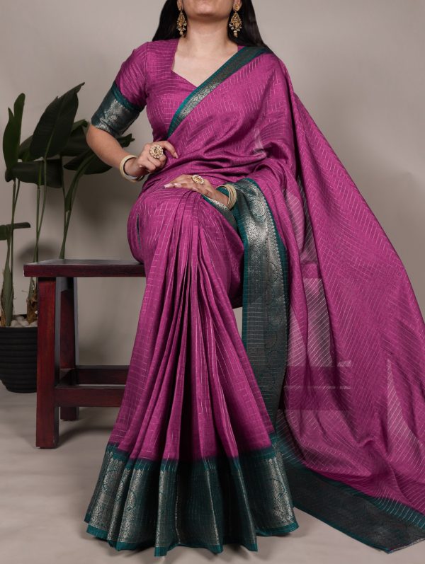Pink Dola Chex Zari Work Saree