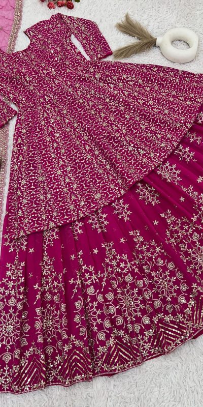 NSR 819 Pink Faux Georgette with Lace Work & Embroidery Work Lehenga Choli . Introductory Price ₹2149. Delivery 4-6 Working Days. Shop now. | Bollywood Lehenga, Creative Lehenga, Designer Lehenga, Embroidered Lehenga, Lehenga, Party Wear Lehenga