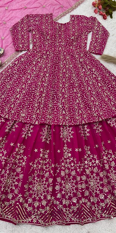 NSR 819 Pink Faux Georgette with Lace Work & Embroidery Work Lehenga Choli . Introductory Price ₹2149. Delivery 4-6 Working Days. Shop now. | Bollywood Lehenga, Creative Lehenga, Designer Lehenga, Embroidered Lehenga, Lehenga, Party Wear Lehenga